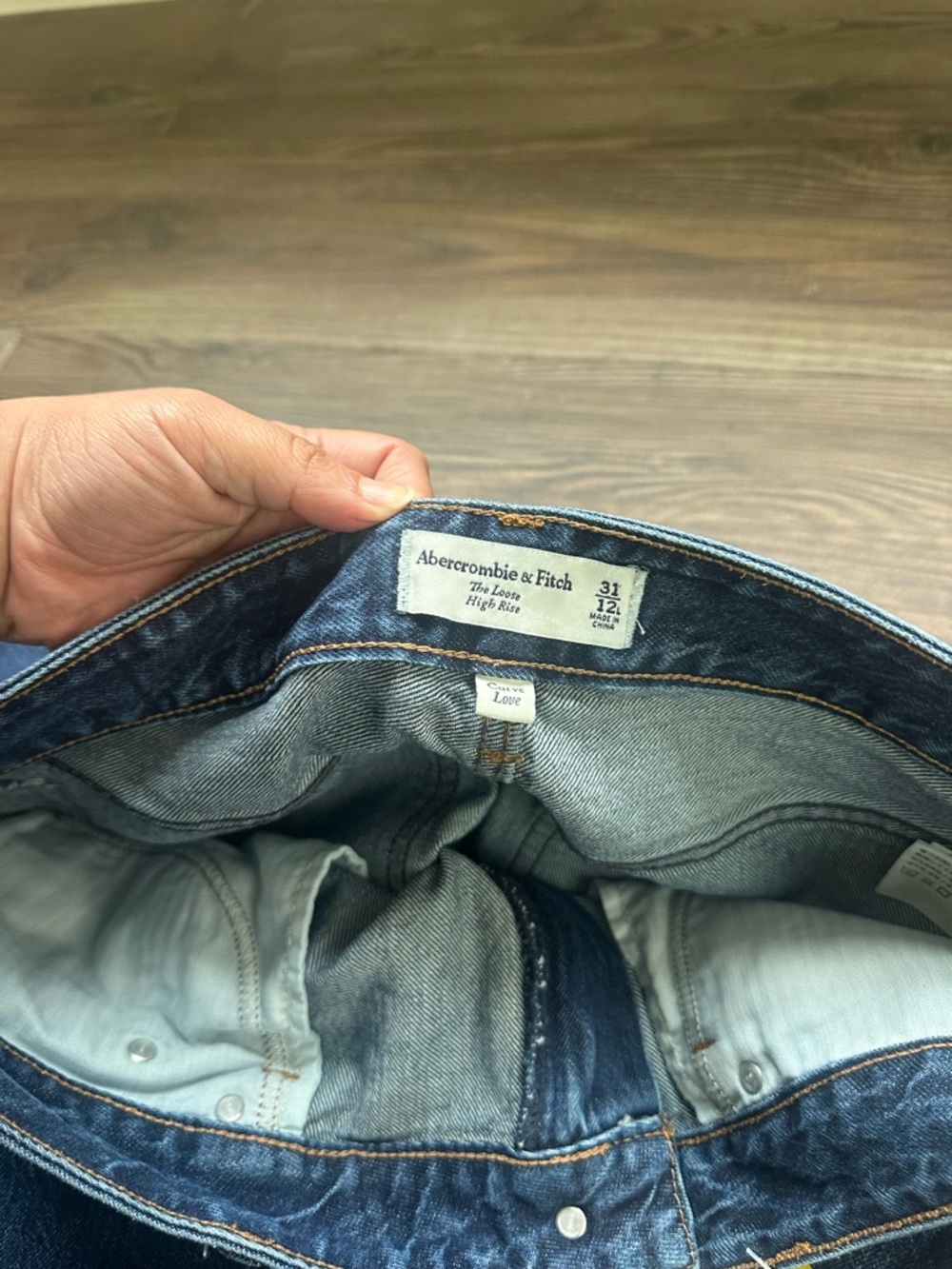Abercrombie & Fitch Straight Leg Jeans  Loose High Rise Classic Blue curve love - Picture 12 of 12